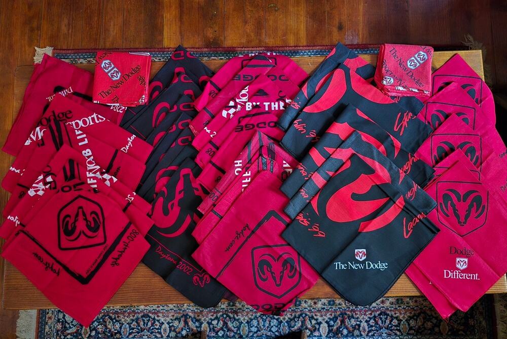 34pc. Dodge Ram Bandana Lot Red & Black New unwashed Sturgis Daytona '99